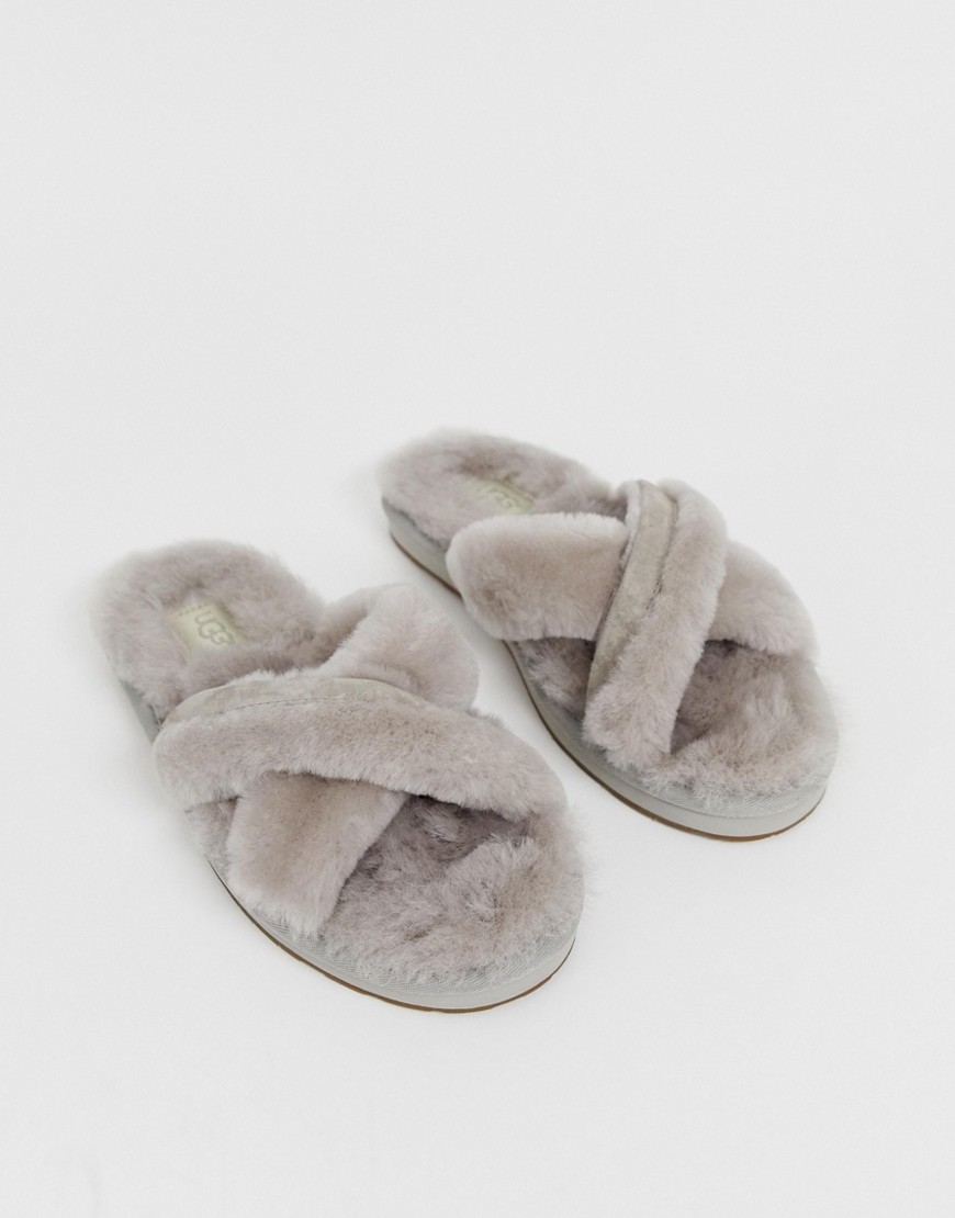 UGG abela fluffy slippers-Grey