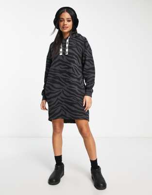 Ugg Women's Aderyn Zebra-print Hoodie Dress In Black