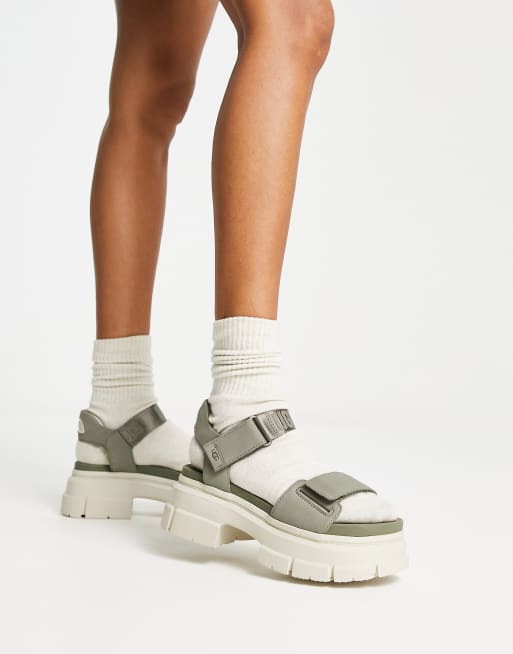 UGG Ashton Ankle leather sandals in green ASOS