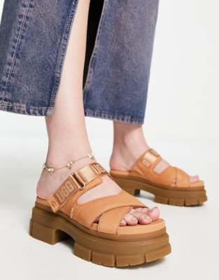 Ugg Ashton Slide Leather Sandals In Pale Pink