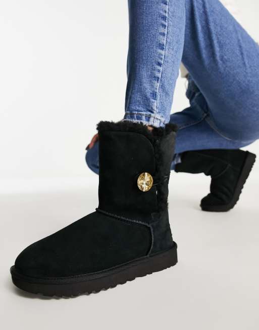 Black ugg boots with diamond clearance button