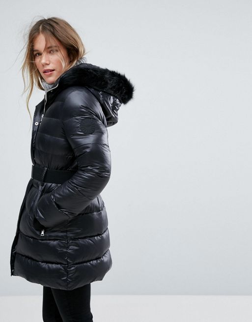 UGG | Ugg Belted Down Jacket With Removable Toscana Faux Fur Hood