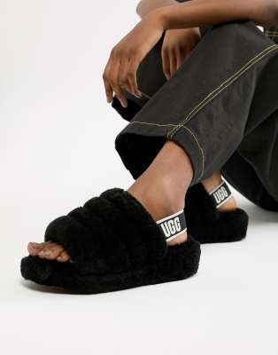 black ugg sliders