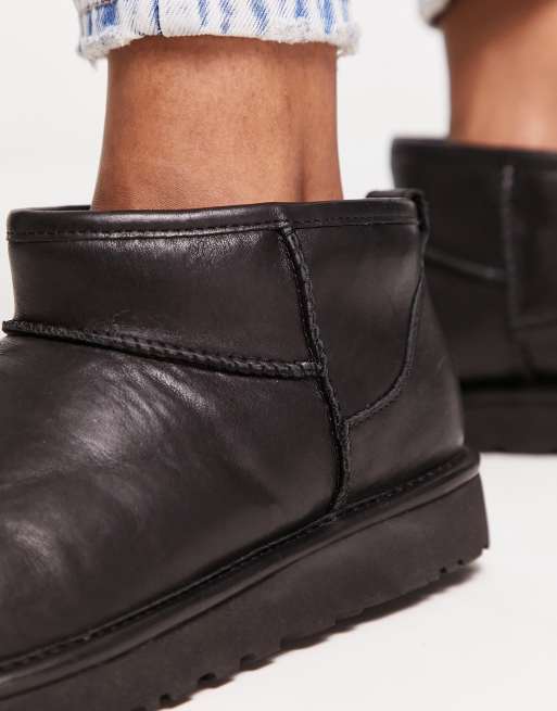 UGG Bottines classiques ultra basses en cuir Noir ASOS