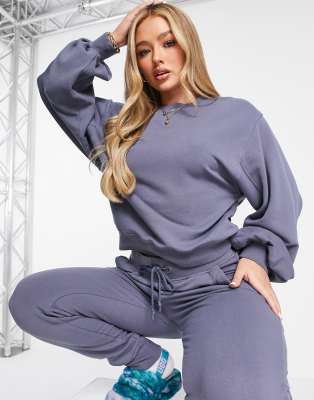 UGG Brook balloon sleeve crewneck sweatshirt in wild grey
