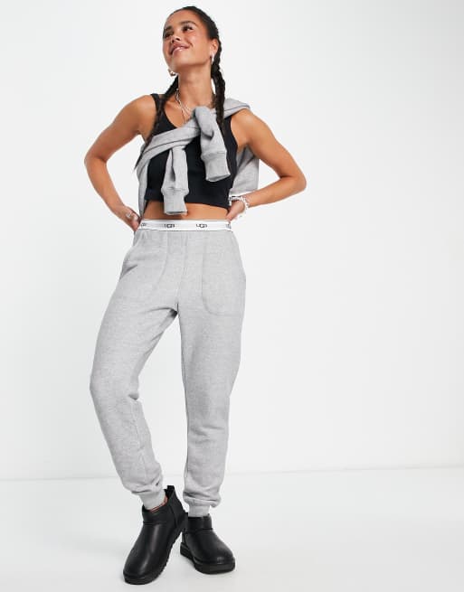 UGG Cathy joggers with logo tape trim in heather grey | ASOS