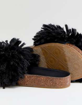 black shaggy ugg boots