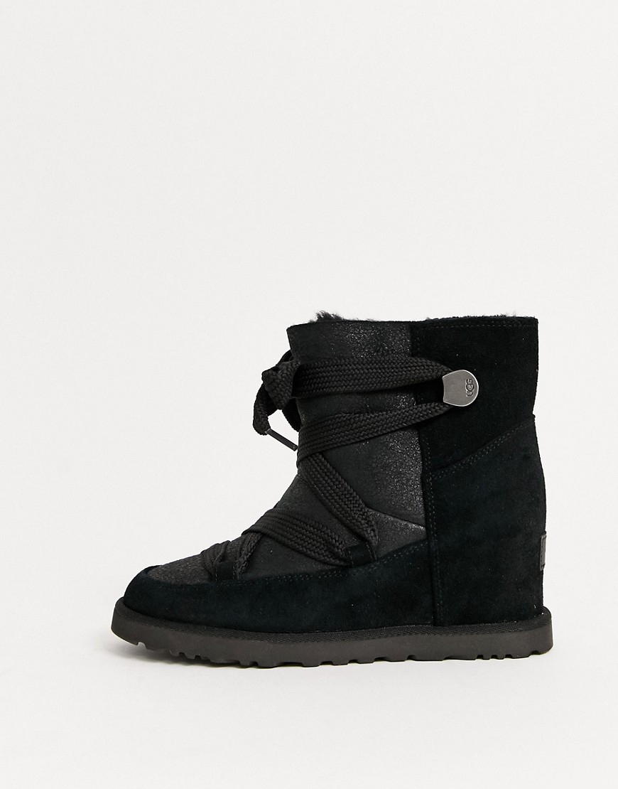 UGG CLASSIC LACE UP ANKLE BOOTS IN BLACK,1104612