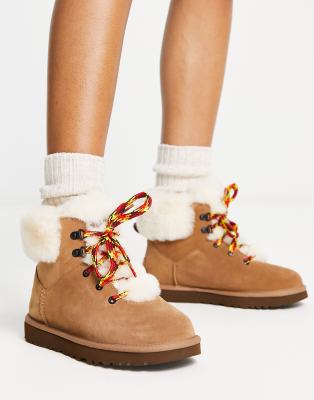 Shop Ugg Classic Mini Alpine Boots In Chestnut-brown