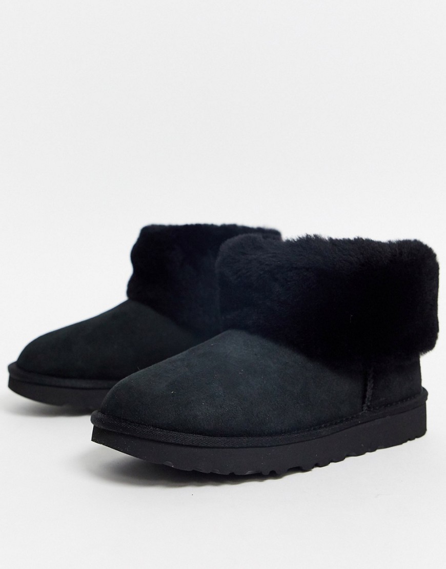 UGG CLASSIC MINI FLUFF ANKLE BOOTS IN BLACK,1106757