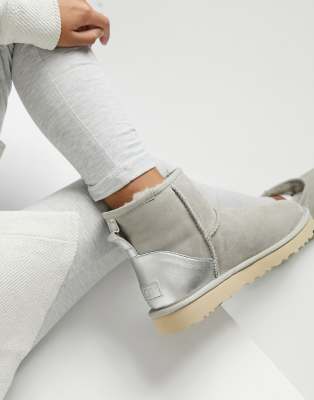 ugg classic mini ii metallic ankle boots in goat