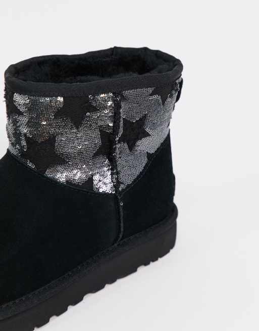 UGG classic mini sequin stars boots in black