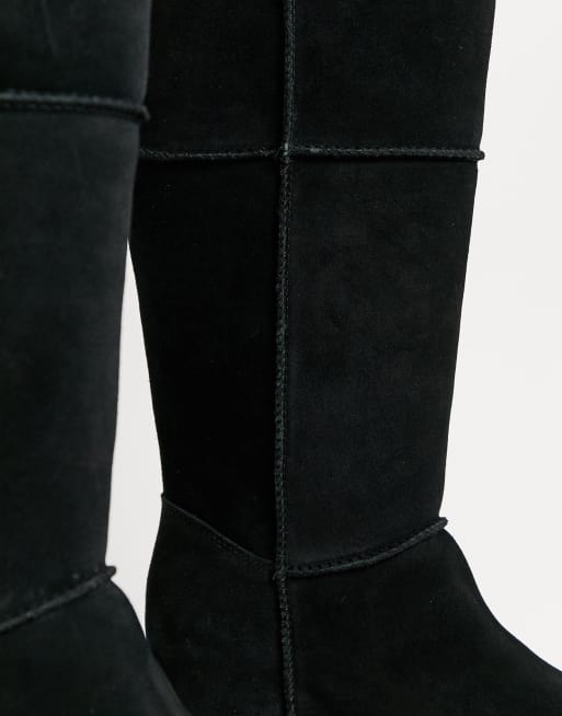 Ugg black leather hot sale knee high boots