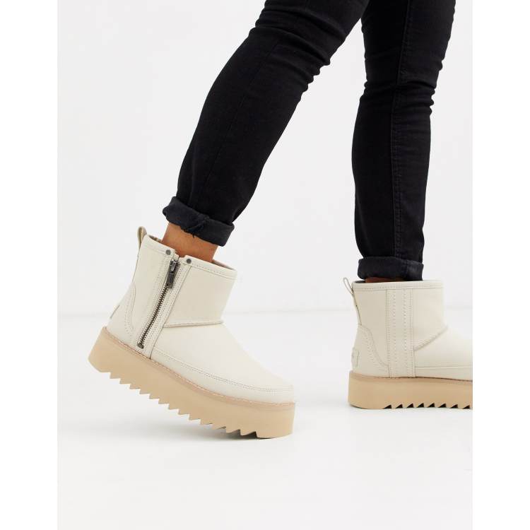 UGG Classic Rebel mini biker boot in bone ASOS