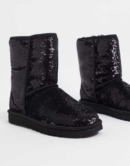 UGG classic short reversible sequin boots in black ASOS