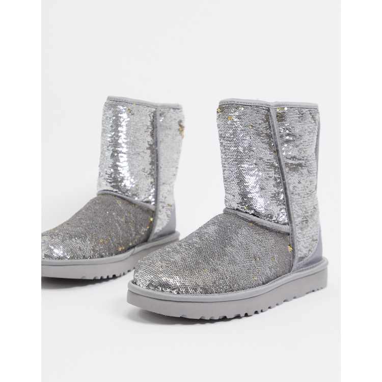 UGG Classic Short Sparkle Sequin Boots 🔥 Nice Bronze Silver Womens Size 7