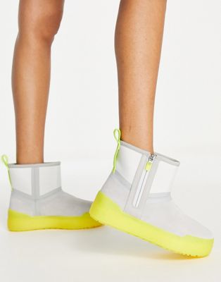 UGG Classic Tech Miniboots in grey and yellow
