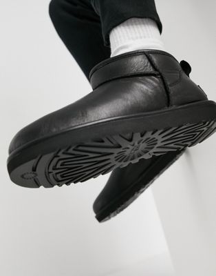 black leather mini ugg boots