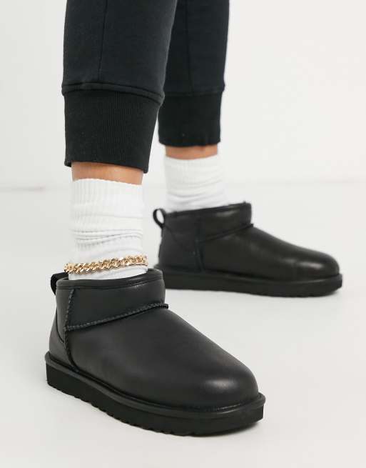 Short black shop leather uggs