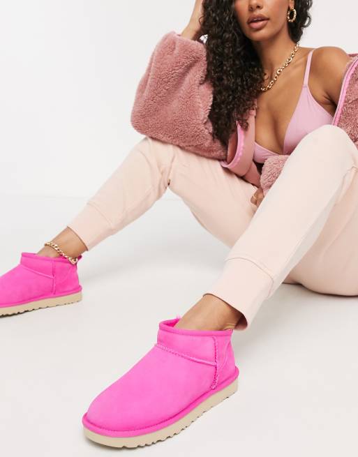 UGG Classic Ultra Mini ankle boots in hot pink