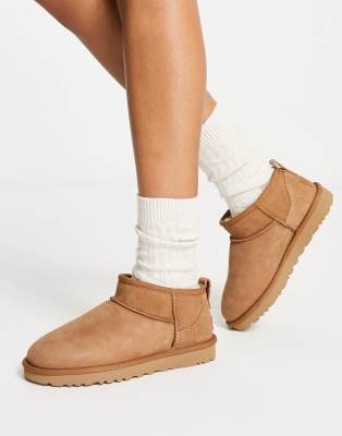 Ugg Classic Ultra Mini Ankle Boots In Chestnut-brown