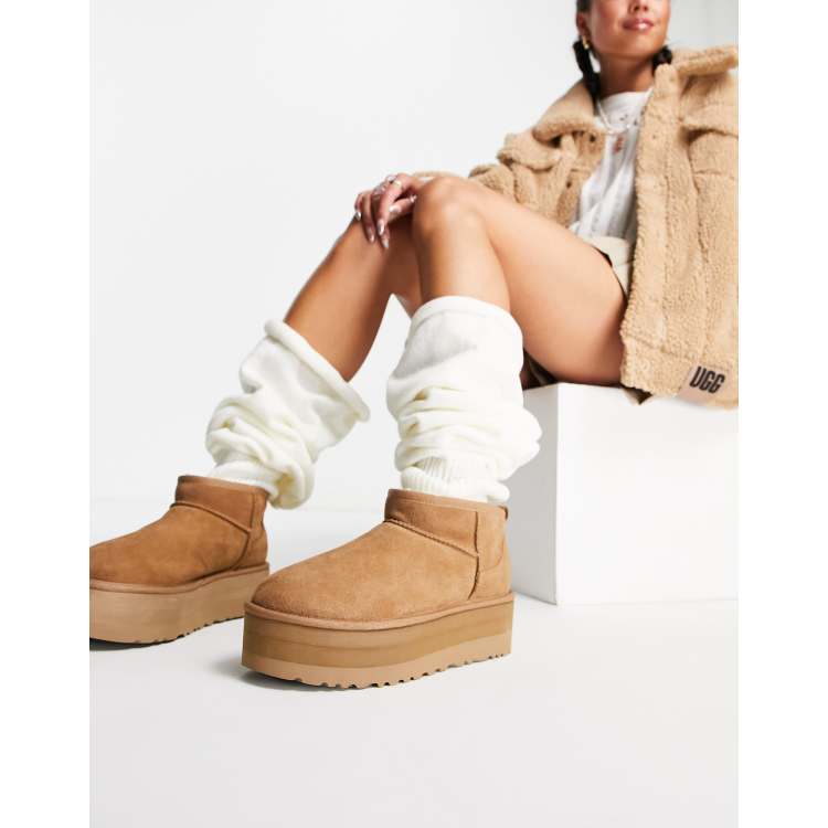 UGG classic ultra mini platform boots in chestnut | ASOS