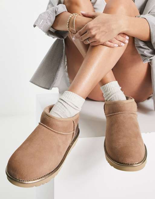 UGG Classic Ultra Mini Shine boots in chesnut