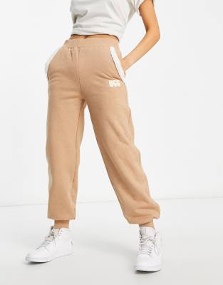 Shop Ugg Daylin Bonded Fleece Sweatpants In Camel-neutral