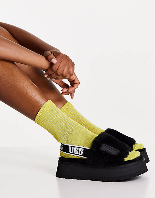 UGG Disco slide flatform sandals in black