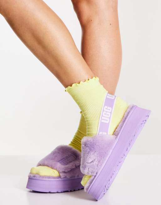 UGG Disco slide flatform sandals in lilac bloom ASOS