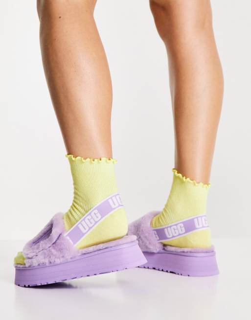 UGG Disco slide flatform sandals in lilac bloom ASOS