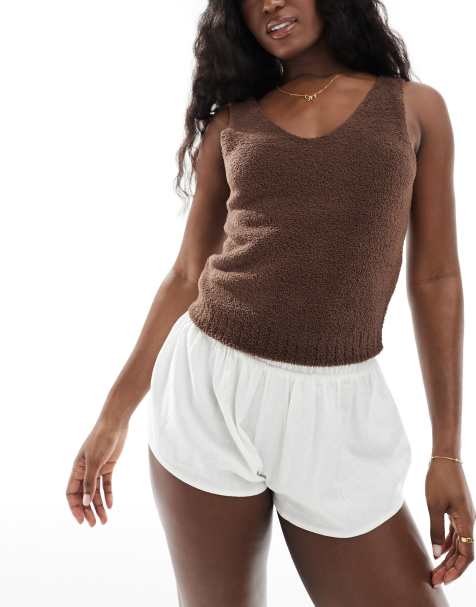 UGG Dulcie fluffy lounge top in brown - view 1