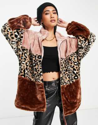 Ugg Elaina Faux Fur Colorblocked Jacket In Multi