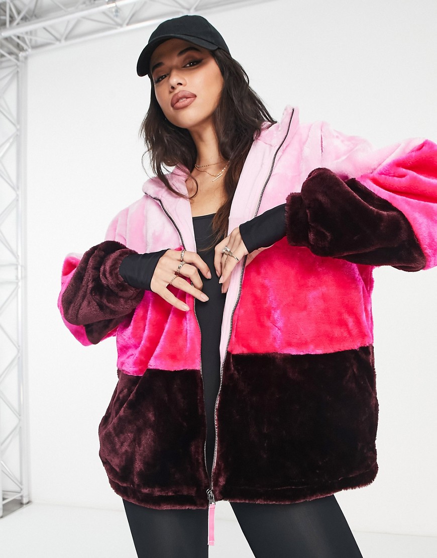 UGG Elaina oversized jacket in pink colourblock
