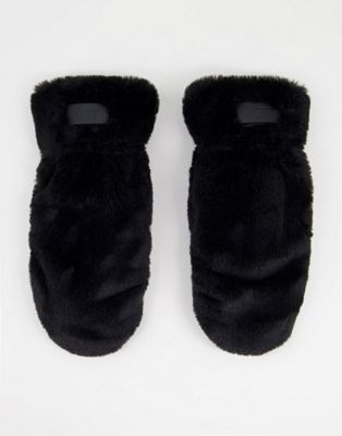UGG faux fur mittens in black
