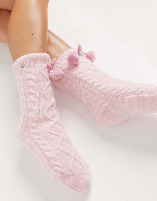 UGG fleece lined ASOS socks with in pom | pom pink