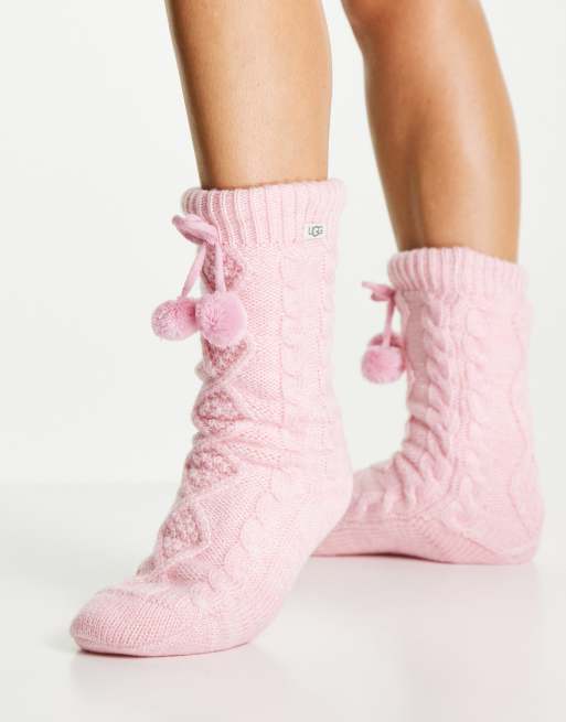 Pink ugg boots with hotsell pom poms