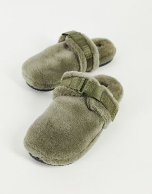 Chaussures, bottes et baskets Ugg - Fluff It - Chaussons en peau de mouton - Vert olive