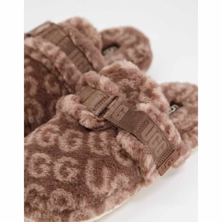 L V UGG fur sandals