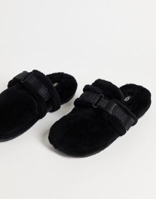 UGG fluff it sheepskin slippers in black - ASOS Price Checker
