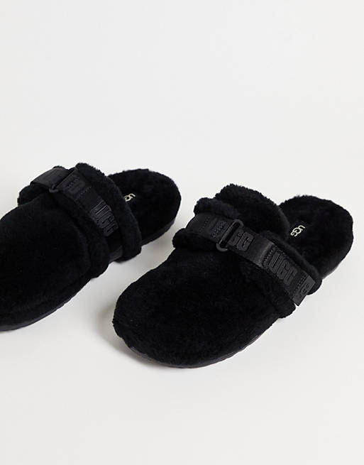 Ugg fluff it sheepskin slippers in black