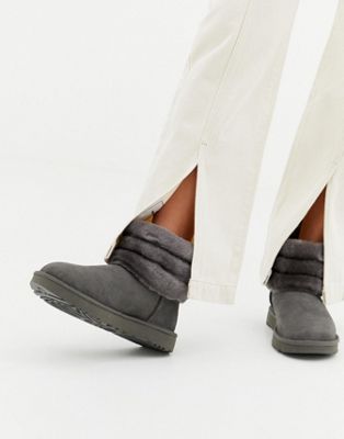 ugg grey fluff mini quilted boots 