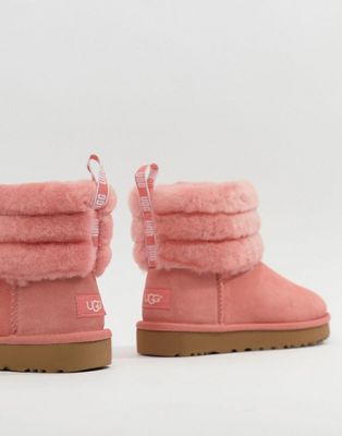 mini fluff quilted uggs pink