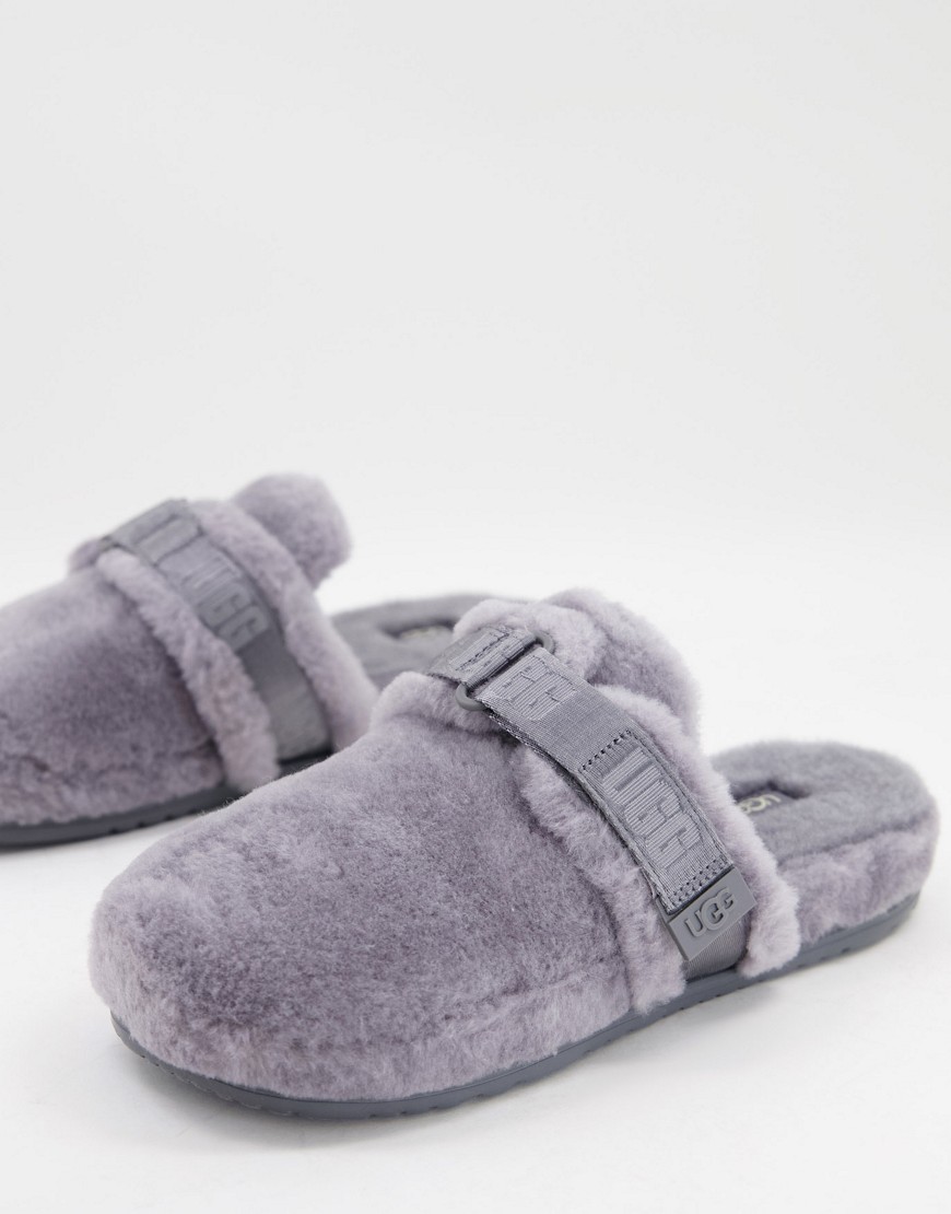 UGG fluff slider slippers in gray-Grey