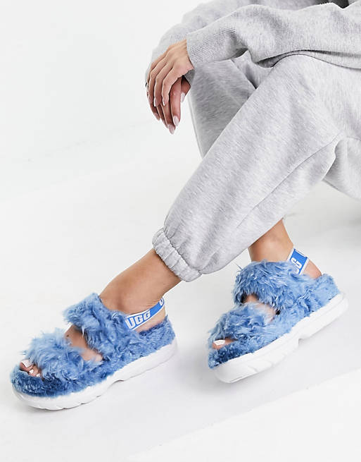UGG Fluff Sugar sustainable sandals in blue