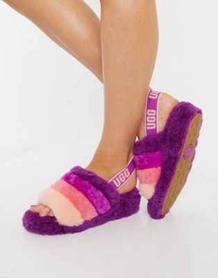 Marques de designers UGG - Fluff Yeah - Chaussons style mules à rayures - Baie