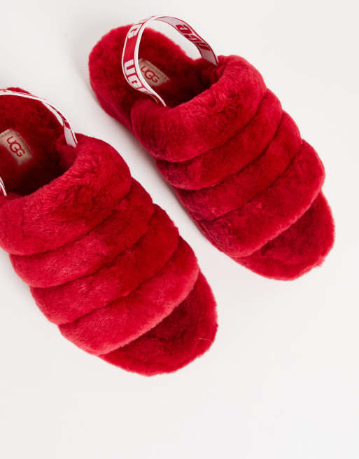 UGG Fluff Yeah Chaussons style mules Rouge ASOS