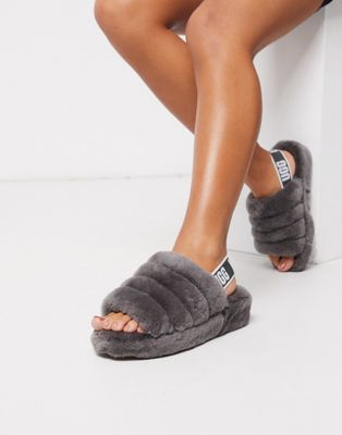 grey ugg fluff slippers