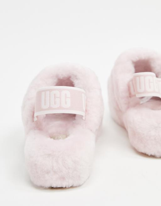 UGG Fluff yeah logo slippers in seashell pink