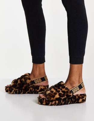 ugg fluff yeah slippers leopard print